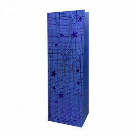 Пакет под бутылку ЛЮКС Звезды металл размер 12*36*9см