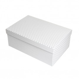 Коробка прямоугольная Точки металл белая в 4-х размерах