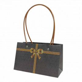 Пакет сумка ЛЮКС Бантик с пластиковой ручкой для цветов размер 22*10,5*13,5см