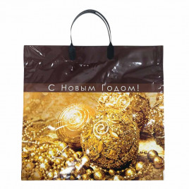 Пакет с пластмассовыми ручками Золотые шары размер 36*40см 10шт