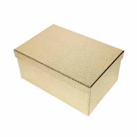 Коробка прямоугольная Под кожу золото в 4-х размерах