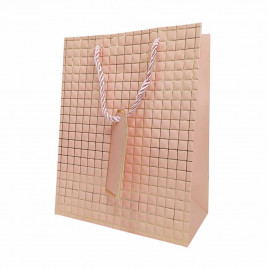 Пакет ЛЮКС Золотые квадратики с тиснением размер 18*23*10см