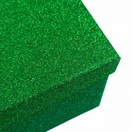 Коробка прямоугольная Зеленые блестки в 7-ми размерах