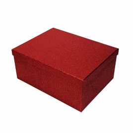 Коробка прямоугольная Красные блестки размер 29*22*12,5см
