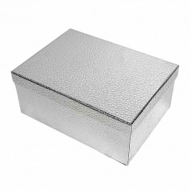 Коробка прямоугольная Под кожу серебро в 10-ти размерах