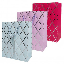 Пакет ЛЮКС Ромбики с тиснением размер 12*15*6см