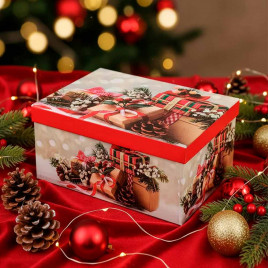 Коробка прямоугольная НГ Новогодние подарки в 9-ти размерах