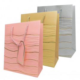 Пакет ЛЮКС Волна с золотым тиснением размер 18*23*10см