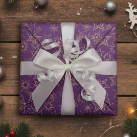 Бумага крафт в рулоне Звезды фиолетовая размер 70см*10м