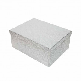 Коробка прямоугольная Серебряные блестки в 5-ти размерах