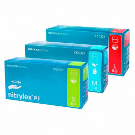 Перчатки нитриловые Nitrylex PF голубые 100 пар S