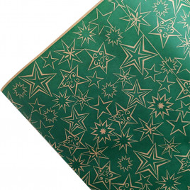Бумага крафт в рулоне Звезды зеленая размер 70см*10м