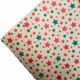 Бумага крафт в рулоне Звездочки ягодный пунш размер 70см*10м