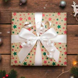 Бумага крафт в рулоне Звездочки ягодный пунш размер 70см*10м