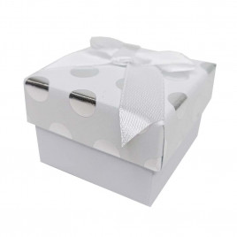 Коробка квадрат Горошек с бантом размер 5*5*3,5см