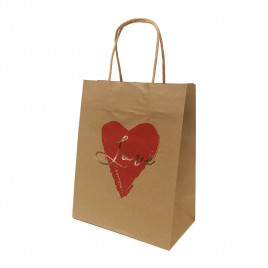 Пакет крафт Сердце с крученой ручкой размер 18*23*10см