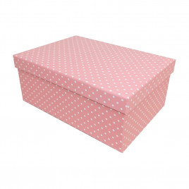 Коробка прямоугольная Точки розовая в 4-х размерах