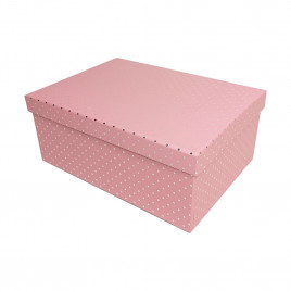 Коробка прямоугольная Точки металл розовая в 3-х размерах