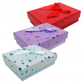 Коробка прямоугольная Конфетти с бантом размер 7*9*2,8см