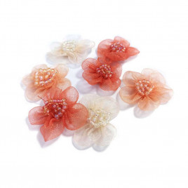 Декор Шелковые цветы на липучке бордовые D-2,5см уп 9шт