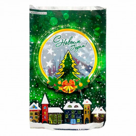 Пакет фольга Ель и колокольчики 25*40см уп 100шт