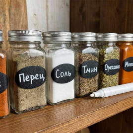 Наклейки Овал черные размер 3,5см*2см лист 21шт