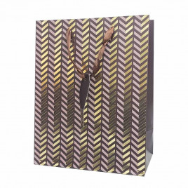 Пакет ЛЮКС Зигзаг с золотым тиснением размер 18*23*10см