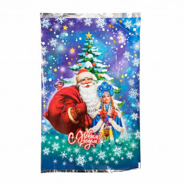 Пакет фольга Дед Мороз с мешком подарков 25*40см уп 100шт