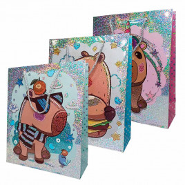 Пакет ЛЮКС Капибара голограм размер 26*32*12см