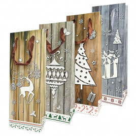 Пакет под бутылку ЛЮКС Деревянная планка с блеском 13*36*8,5см