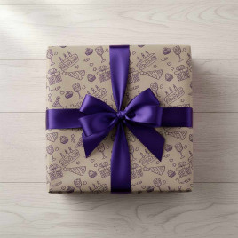 Бумага крафт в рулоне Праздник фиолетовая размер 70см*10м