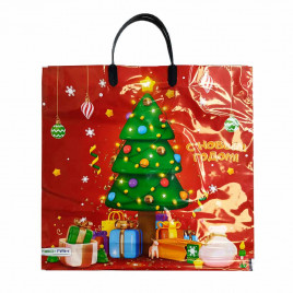 Пакет с пластмассовыми ручками С Новым годом размер 36*40см 10шт