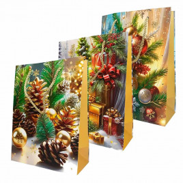 Пакет ЛЮКС НГ Новогоднее ассорти с золотым тиснением размер 18*23*10см