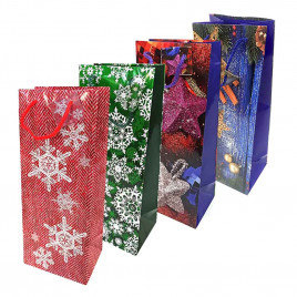 Пакет ламинированный НГ под бутылку размер 14*35*10см