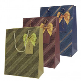 Пакет ЛЮКС Косая полоса золотая размер 18*23*10см