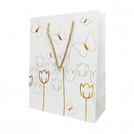 Пакет ЛЮКС Тюльпаны с золотым тиснением размер 18*23*10см