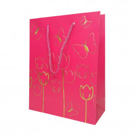Пакет ЛЮКС Тюльпаны с золотым тиснением размер 18*23*10см
