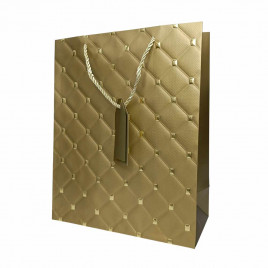 Пакет ЛЮКС Стеганый с золотыми клепками размер 26*32*12см
