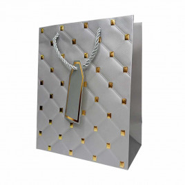 Пакет ЛЮКС Стеганый с золотыми клепками размер 18*23*10см