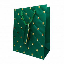 Пакет ЛЮКС Стеганый с золотыми клепками размер 18*23*10см