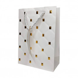 Пакет ЛЮКС Стеганый с золотыми клепками размер 14*20*7см