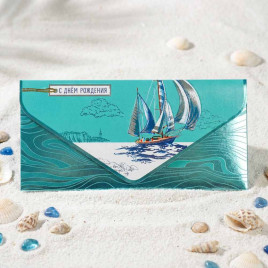 Конверт-открытка для денег С днем рождения 9,3*19см арт 1216343