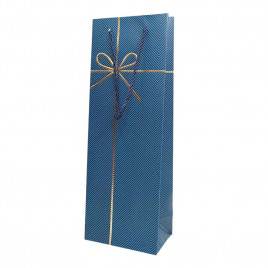 Пакет под бутылку ЛЮКС Бантик золотой размер 12,7*36*9см