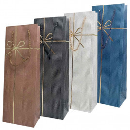 Пакет под бутылку ЛЮКС Бантик золотой размер 12,7*36*9см