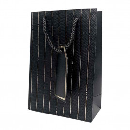 Пакет ЛЮКС однотонный с золотой полоской размер 14*20*7см