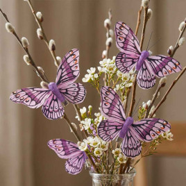 Бабочка на прищепке фиолетовая размер 8см