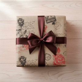 Бумага крафт в рулоне Розы черно-красная размер 70см*10м