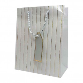 Пакет ЛЮКС однотонный с золотой полоской размер 18*23*10см