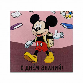 Мини-открытка 1 сентября Микки №3 7*7см