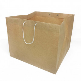 Пакет крафт с широким усиленным дном с веревочной ручкой размер 36*36*29см